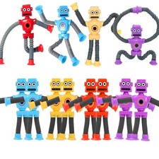 24PCS Telescopic Suction Cup Robot Toy Pop Tubes for Kids Toddler Travel