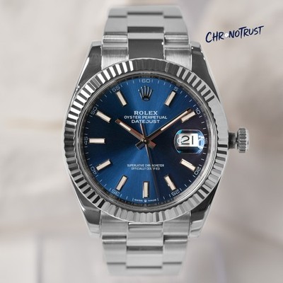 Rolex Datejust, 41mm-126334-Silver Oyster Bracelet w/ Silver Bezel-Complete Set