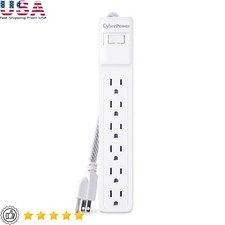 500 Joule Surge Protector Power Strip W/ 6 Outlets 2 ft Extension Cord Braided