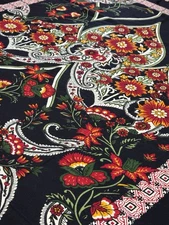 DANA XU 100% Wool Big Rectangle Paisley Floral Wrap Cover New 40”x 88”