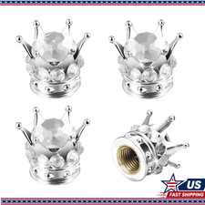 Universal Chrome Crown Tire Valve Stem Caps Handmade Crystal Rhinestone Car And