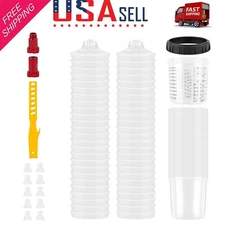50Packs PPS CUPS Disposable Paint Spray Gun Cup Liners and Lid System 600ml/20Oz