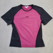 Ryka Active Top Women M Pink Black Short Sleeve Crew Neck Stretch Running