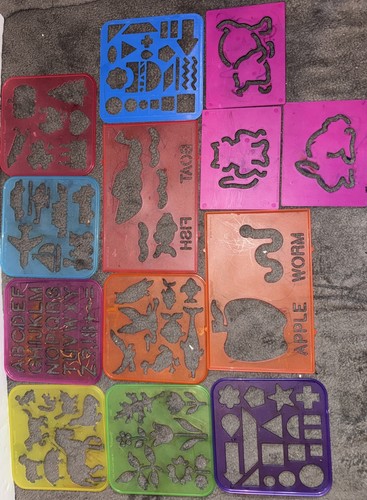 Tupperware Stencils Stencil Art Tuppertoys & Rubbing Plate Lot of 13 Vintage