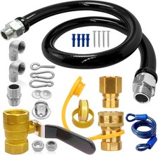 Safety System Kit 48 Inch Mobile Gas Hose Kit with Quick Disconnect for Kitchen