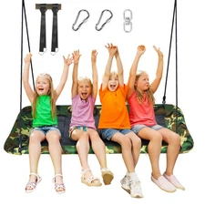 Goplus 700lb Giant 60" Platform Outdoor Tree Swing w/ 2 Hanging Strap Camo Green