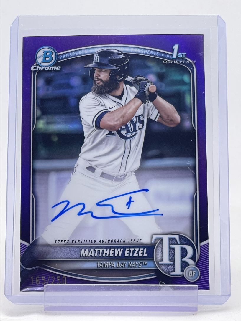 MATTHEW ETZEL 2025 BOWMAN CHROME 1ST AUTOGRAPH PURPLE RAYS AUTO /250 Q2264