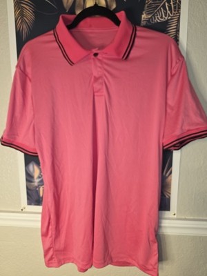 Manfinity Men's Solid Short Sleeve Collared Polo Shirt, Button, Regular S, Pink
