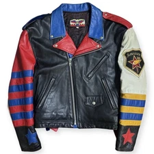 Used Jeff Hamilton Back Logo Leather Double Riders Jacket Size S Multicolor