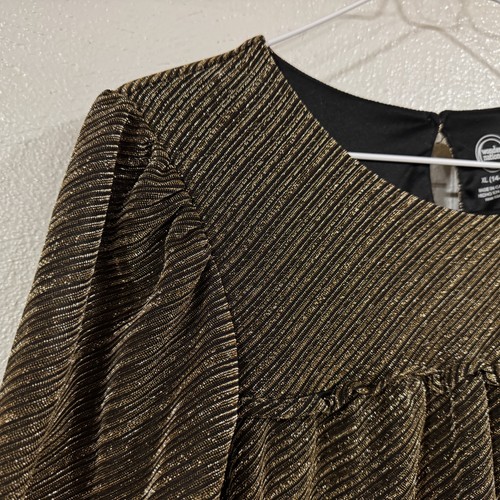 Wonder Nation Dress Girls XL 14-16 Metallic Glitter Ruffle Party Puff Sleeve - Picture 4 of 10