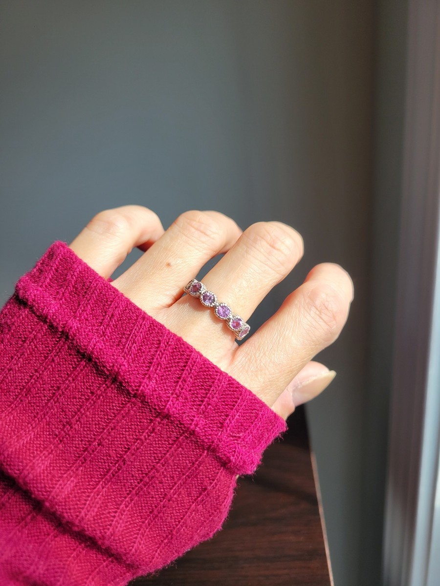 Cathy Waterman Platinum 1.52 ctw Pink Sapphire Eternity Band Ring