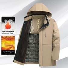 Winter-weight fleece-lined padded cotton coat for men Warm-weather outerwear