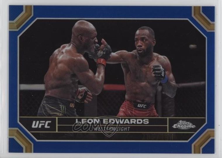 2024 Topps Chrome UFC Blue Refractor /150 Leon Edwards #115