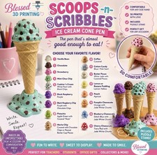 Blessed 3D Printing Scoops-n-Scribbles Ice Cream Cone PEN w/ Puddle Stand