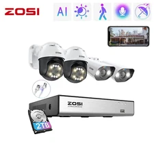 ZOSI 4K PoE Security Camera System with AI Face Person Vehicle Detection 2TB