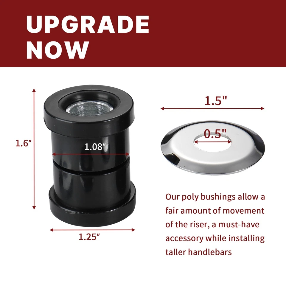 Buchas riser de guidão de poliuretano Harley para Softail Dyna Sportster 1973-2017 - Imagem 3 de 4