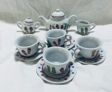 Porcelain 12pc BEACH SANDALS FLIP FLOPS Schylling Childs Mini Tea Set Dish Set