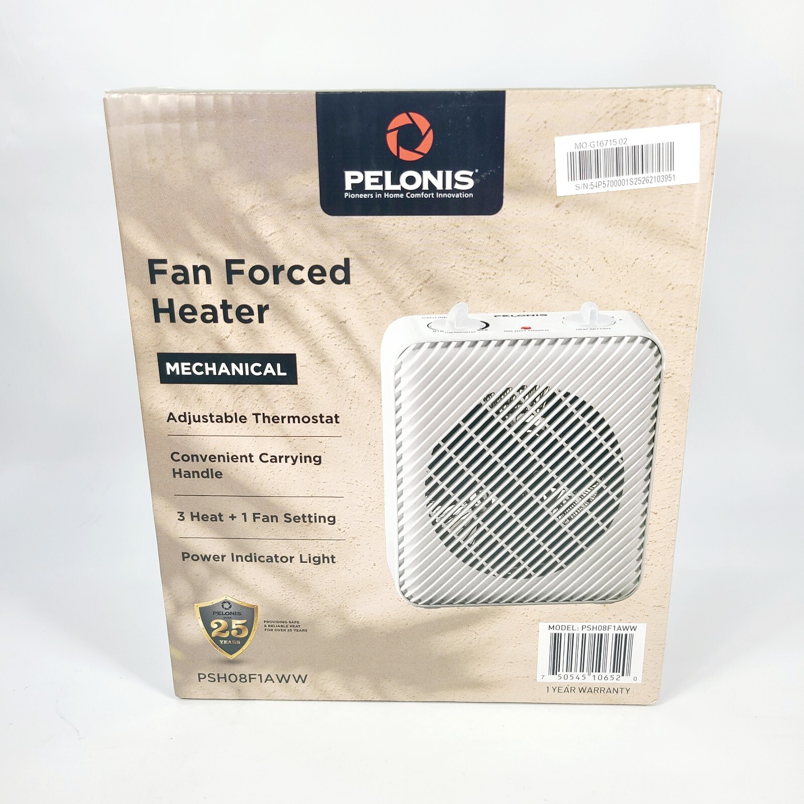 Pelonis Electric Fan-Forced Space Heater Adjustable Thermostat 1500W White NEW-image