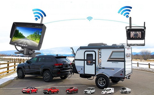 Wireless Backup Camera 7" Rear View Monitor for 12-24V Caravan Truck Trailer RVs - Picture 7 of 24