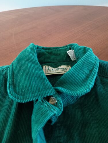 Abito camicia velluto a coste LL Bean donna 12 verde manica lunga abito midi cotone 56131 - Foto 6 di 10