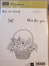 Stampin Up Blossoming Basket Rubber Stamp Set - 5 Unmounted Stamps - Retired