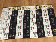 JUVENTUS F.C. CALCIO BANDIERONE STADIO ULTRAS ANNI '90 CON COPPE SCUDETTI TROFEI