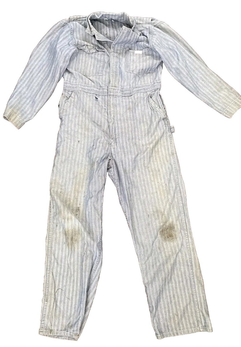 Vtg Paul Bunyan Denim Herringbone Chore Work Jumpsuit Made In The