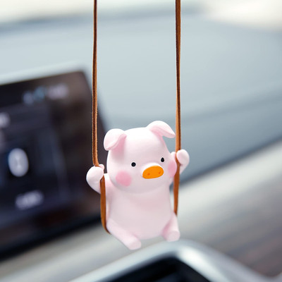 Swinging Pig Mirror Hanging Super Cute Car Interior Accessories (Piggy)