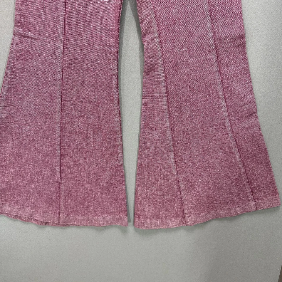 Винтажные джинсы из денима 70-х с большим колокольчиком женские 25 дюймов талия окрашенные хлопок темно-бордовые - Изображение 2 из 4