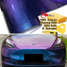 24" x 60" Gloss Metallic Chameleon Purple Blue Vinyl Film Wrap Air Bubble Free