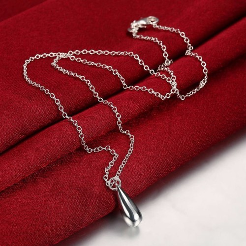 Collar colgante de lágrimas enchapado en plata para mujer elegante cadena Demure Reino Unido - Imagen 4 de 6