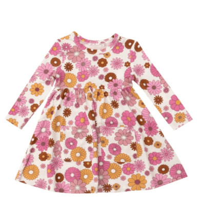 Angel Dear Twirly Dress Long Sleeve Retro Floral, Size 18-24 Months NWT