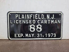 1973  New Jersey PLAINFIELD Licensed CARTMAN  License Plate Tag