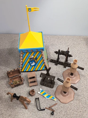 Playmobil 3654 Swan Tournament Medieval Tent Jousting Dummy Horse &,  Vintage