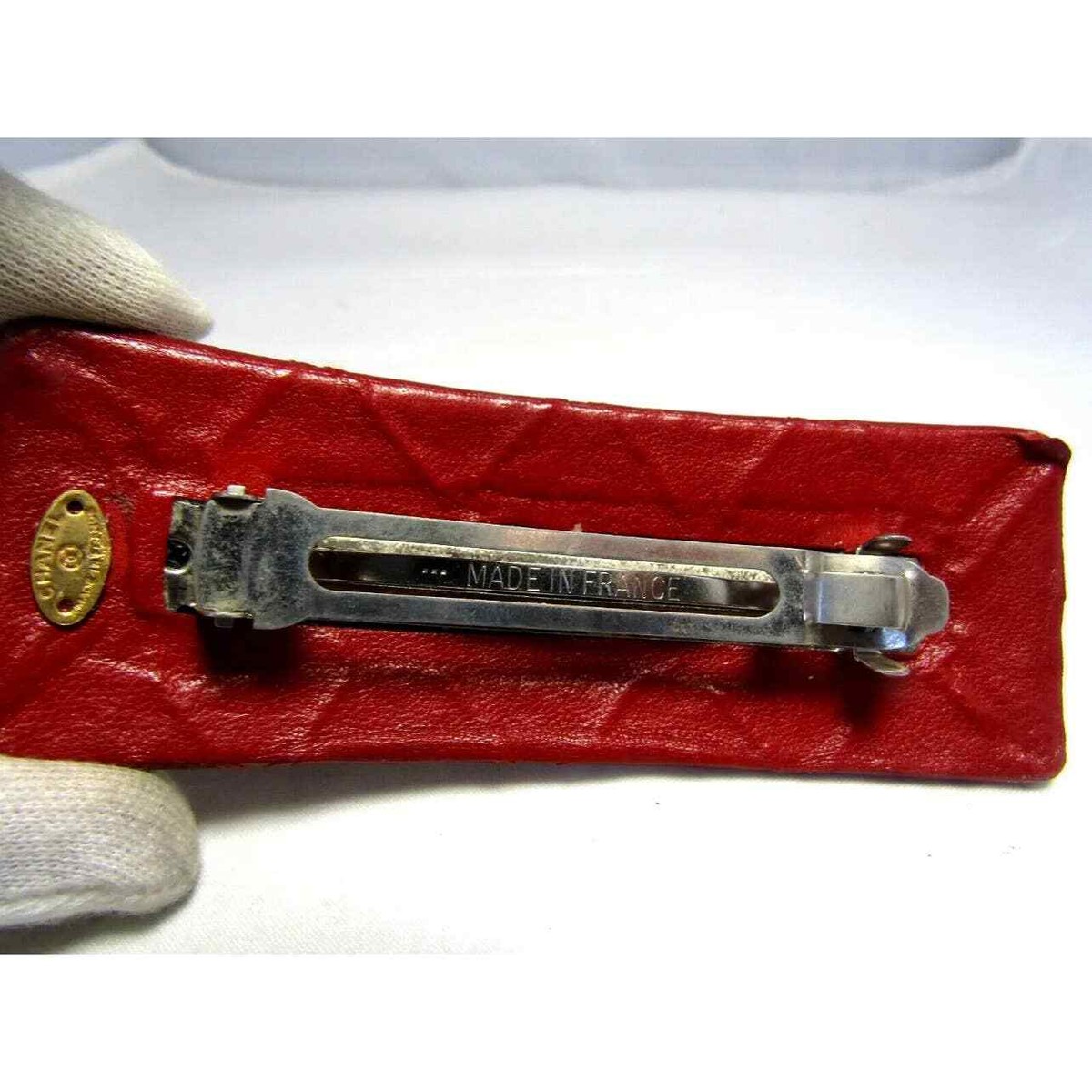 CHANEL Quilted Red Hair Clip | eBay