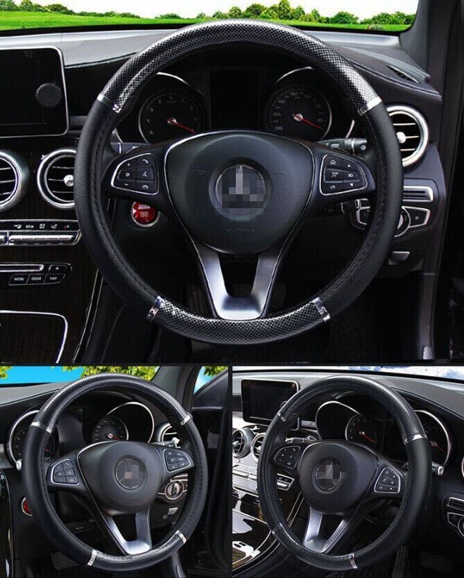 Universal Car Steering Wheel Cover Carbon Fiber PU Leather Steering