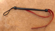 Black leather handle Bull whip With 2 Red Tails Leather flogger Bullwhip whip