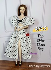 4PCS For Fashion Royalty Integrity Poppy Parker NuFace Dolls Dress Shoes Bag 1/6