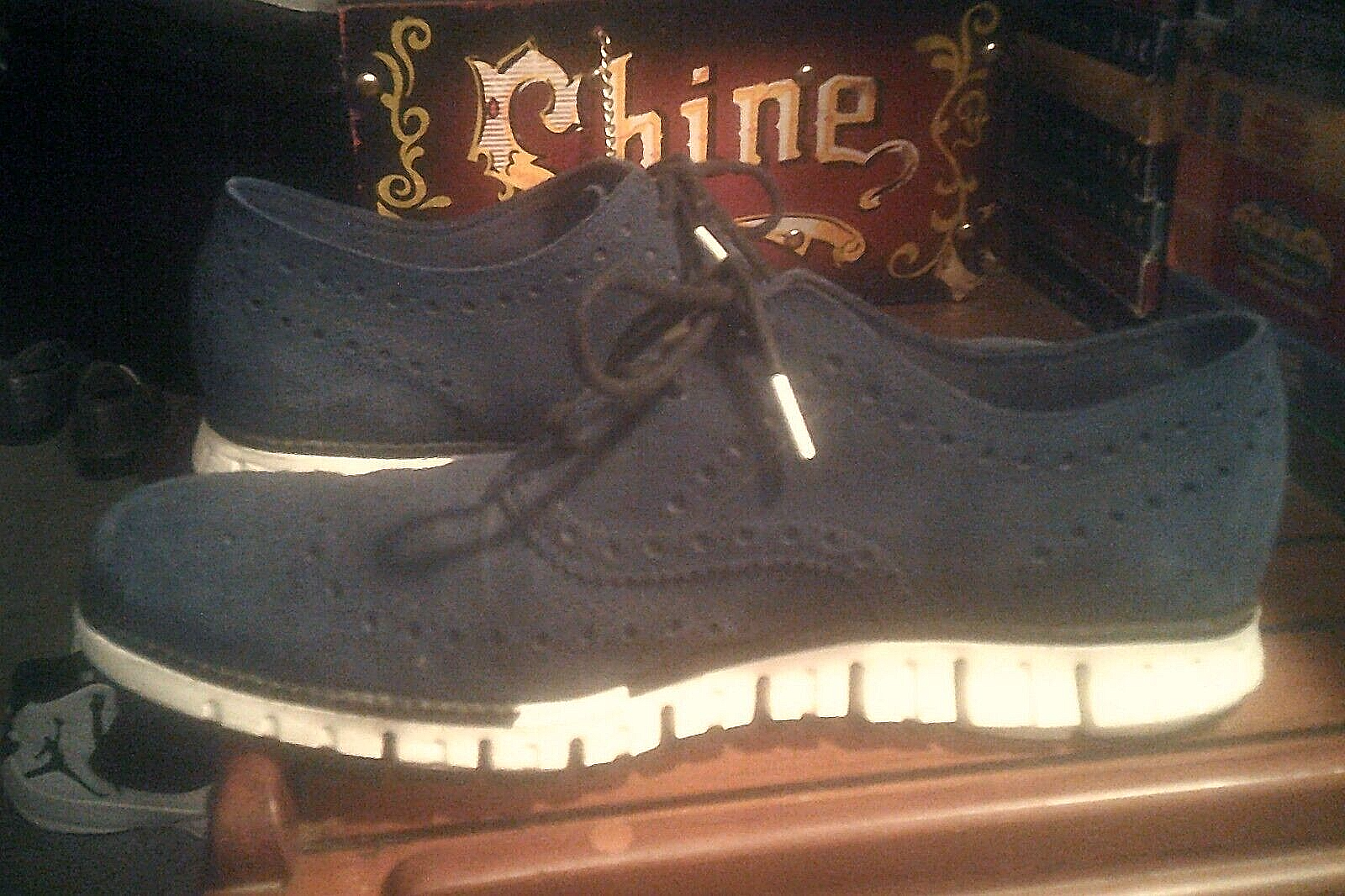 SAOLA Scarpe Cole Haan ZeroGrand Wingtip da uomo taglia 10 blu scamosciato Oxford Grand OS
