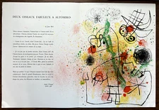 Joan Miro Original Lithograph "Deux Oiseaux Fabuleux a Altomiro" Fabulous Birds