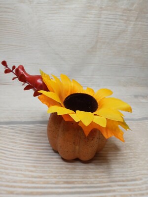 New! Sunflower Floral 3'' Pumpkin Stem Fall Decor Thanksgiving Halloween Autumn