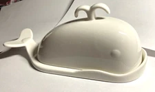 Dowan White ceramic Ocean Whale Mammal Butter Dish