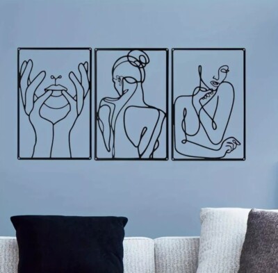 Metall Wandbild Dekoration Minimalistisch Line Art Stil Mensch Körper Form Ästhetisch 