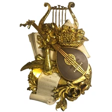 1971 SYROCO #7236 Hanging Wall Art, Music Mandolin Harp Fruit  30" x 20" VTG