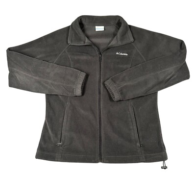 Columbia Womens L Benton Springs Gray Fleece Full Zip Jacket Long Sleeve Pockets