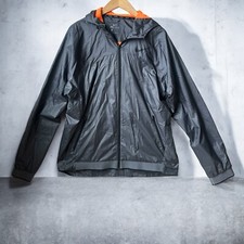 Nike Dri-Fit Hooded Jacket Men Large Gray Full Zip Athletic Wind Breaker