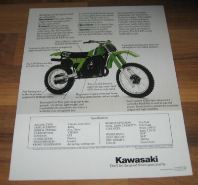 【kankanページ】 NOS KAWASAKI KX420 Motorcycle Brochure MOTOCROSS_99969
