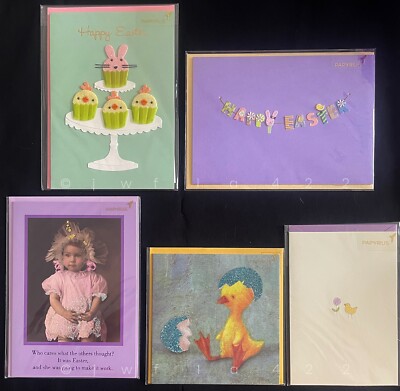 LOT of 5 Papyrus Vintage  Easter Cards - Creative, Cute & Sweet