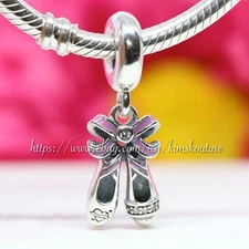 Authentic Pandora Pink Ballerina Shoes Sterling Silver Charm Bead 798339CZ