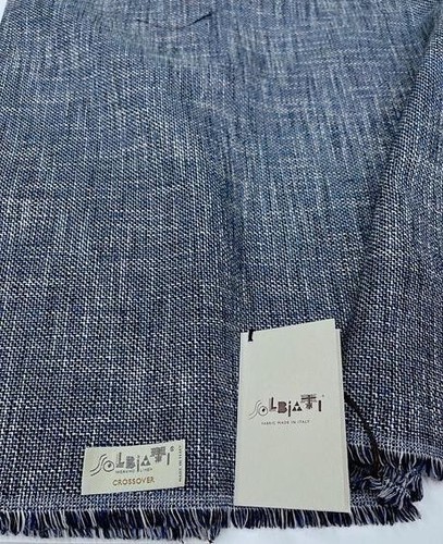 SOLBIATI Wool Cotton Linen Fabric BLUE White Summertime Twill Cloth 1.30 meter - Picture 11 of 13